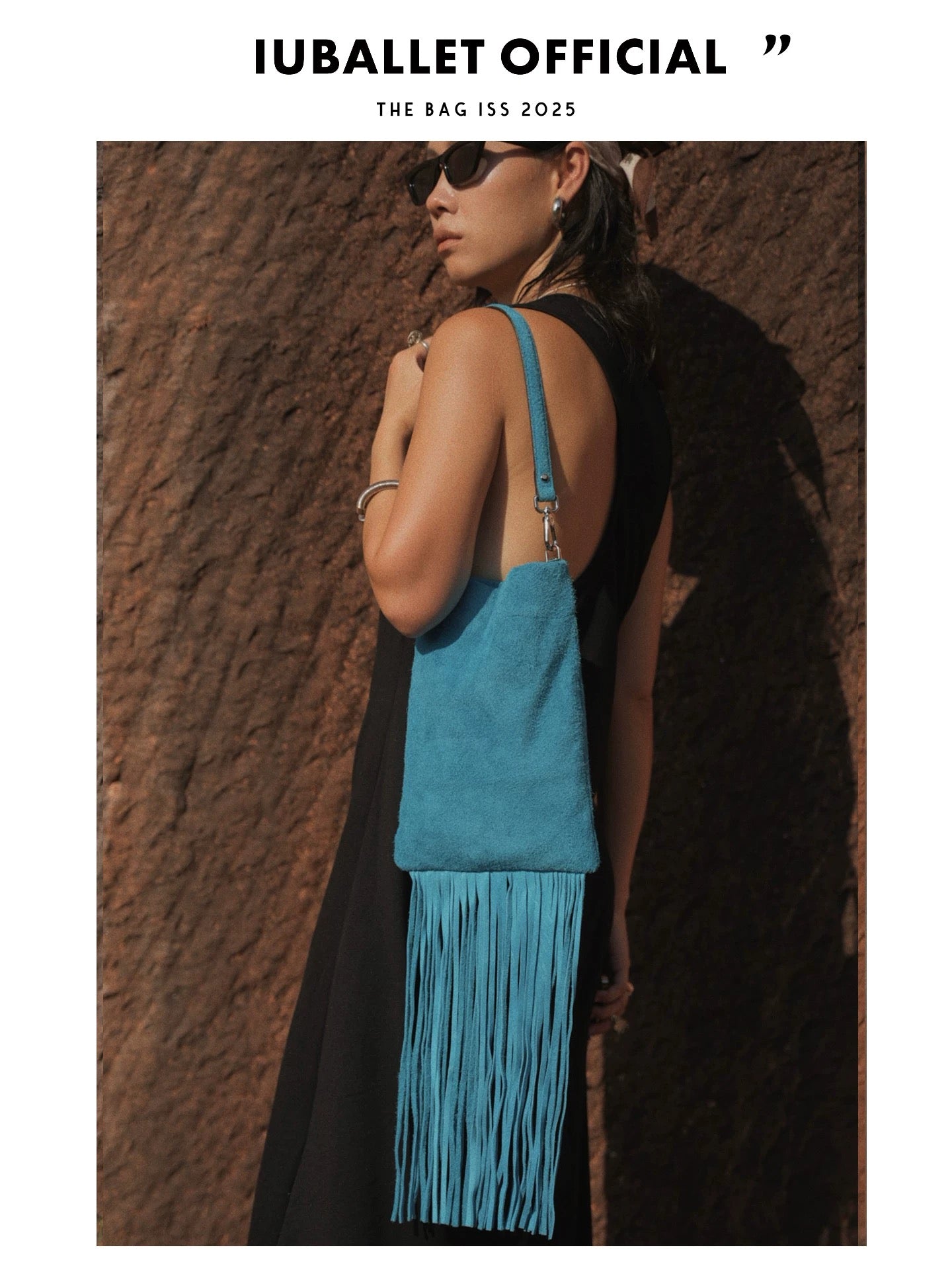 IUBALLET Cowhide Suede Fringe Shoulder Bag
