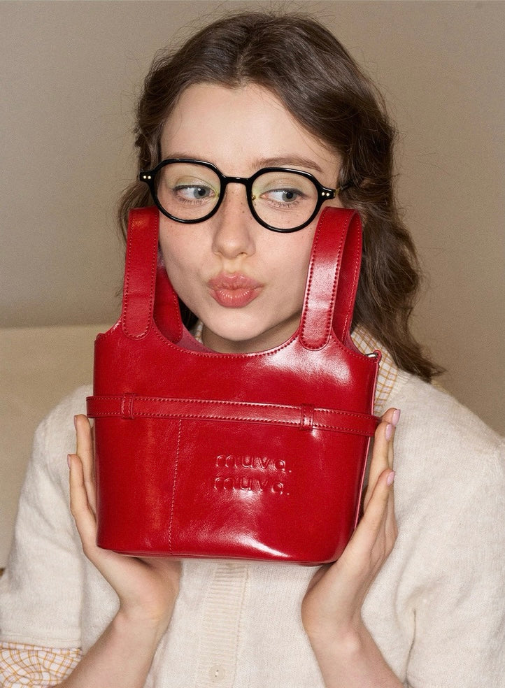 MUVA Leather Mini Bucket Bag