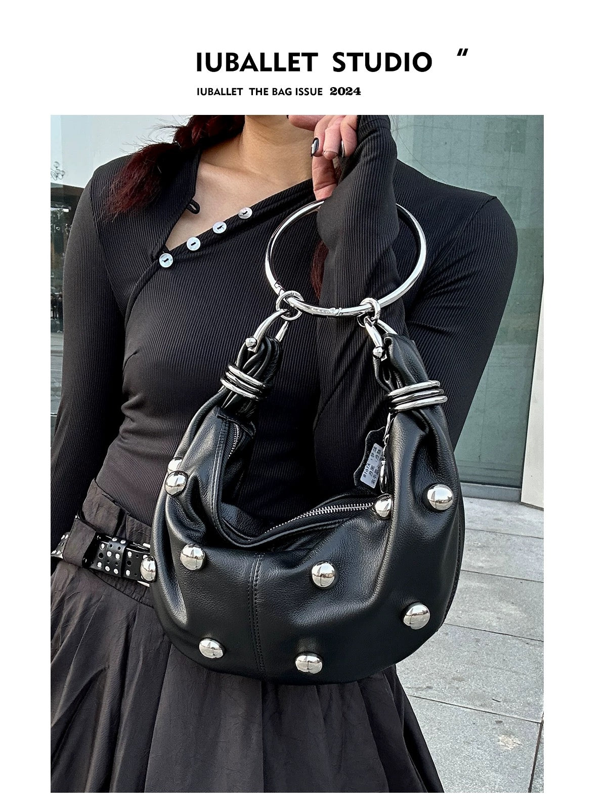 IUBALLET New Moon 2025 Spring Original Designer Silver Horn-Shaped Handheld Shoulder Bag