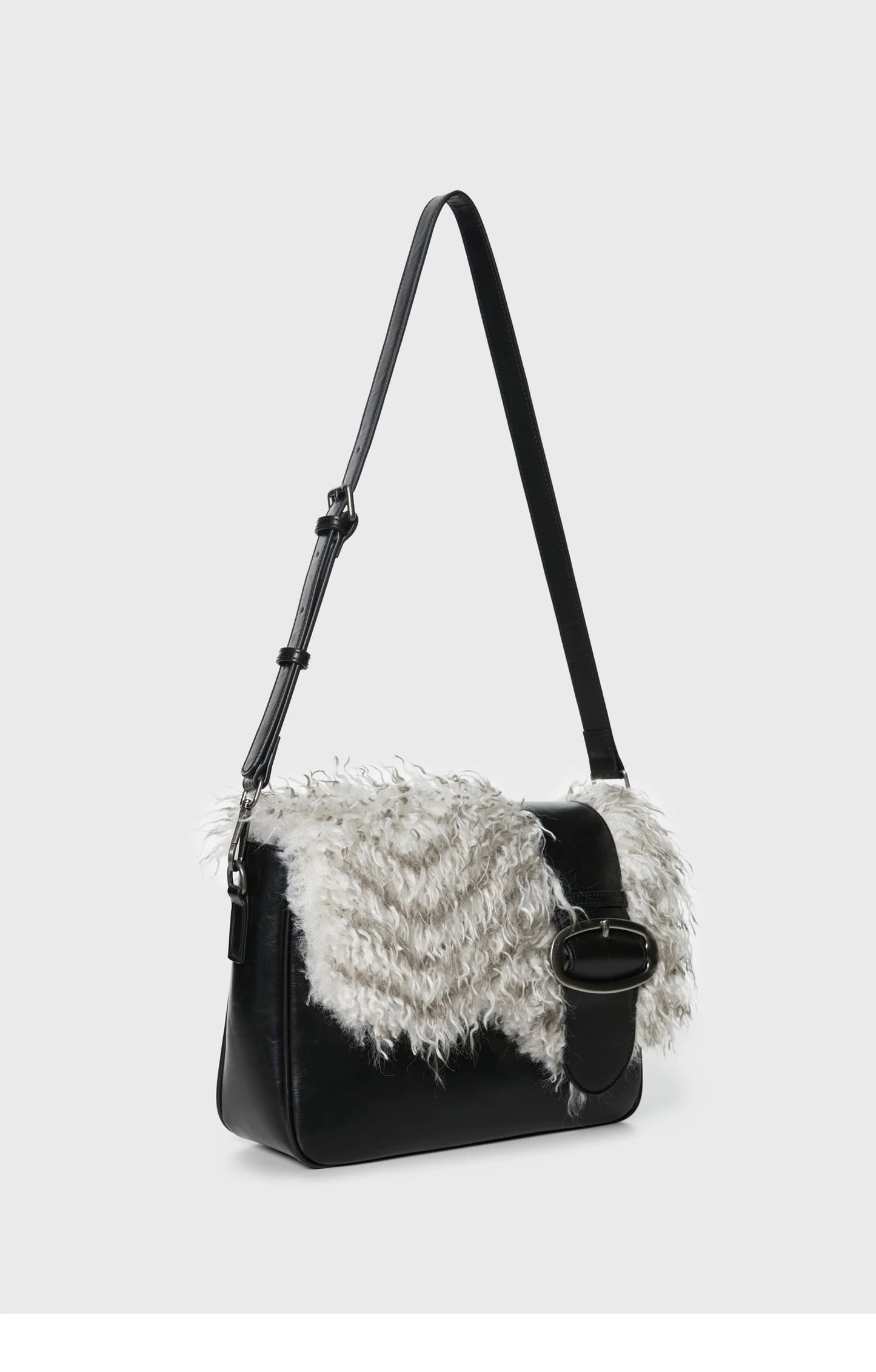 Faux Fur Leather Shoulder Bag