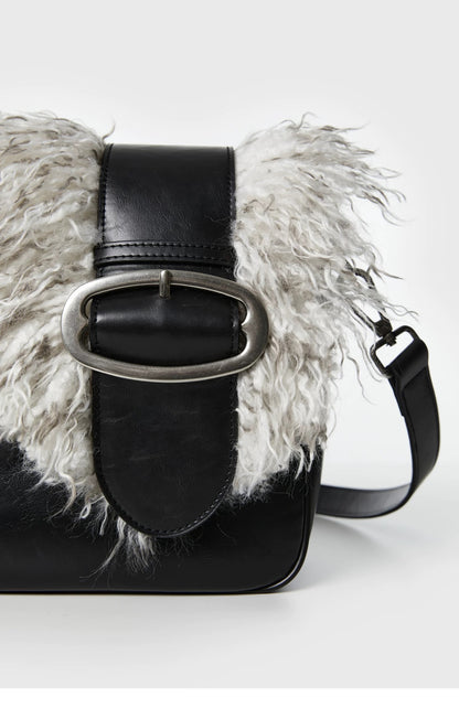Faux Fur Leather Shoulder Bag