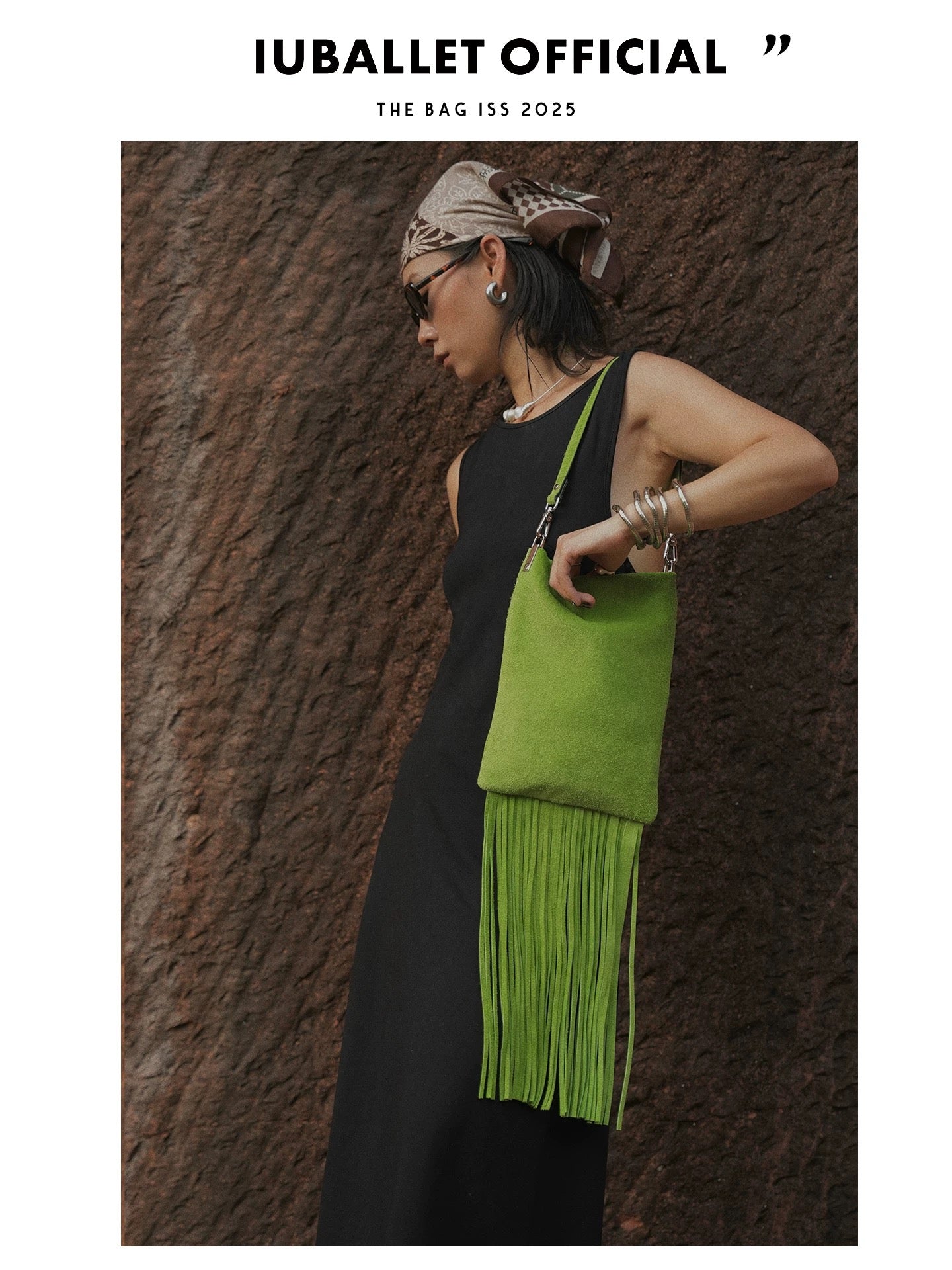 IUBALLET Cowhide Suede Fringe Shoulder Bag