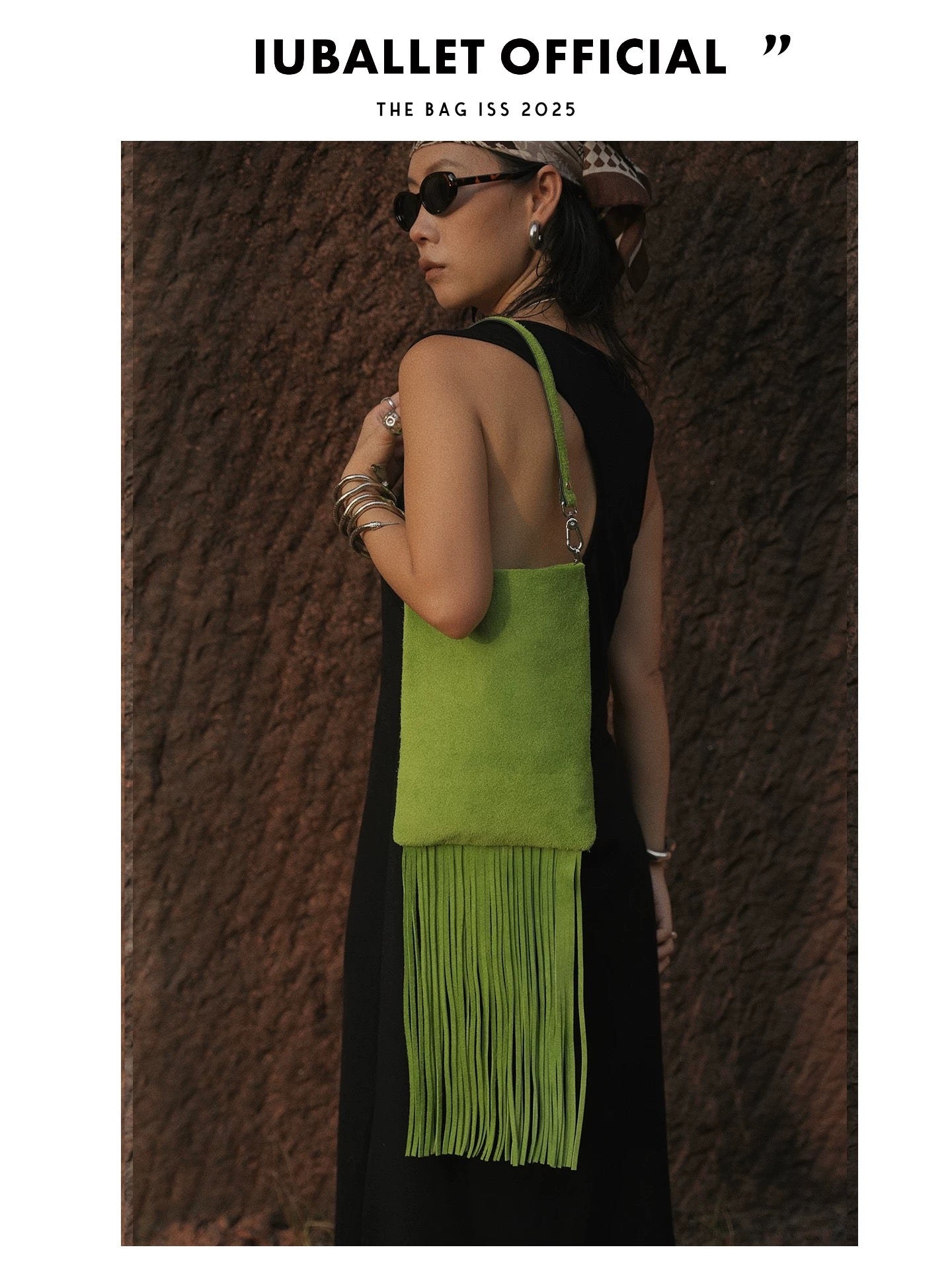 IUBALLET Cowhide Suede Fringe Shoulder Bag