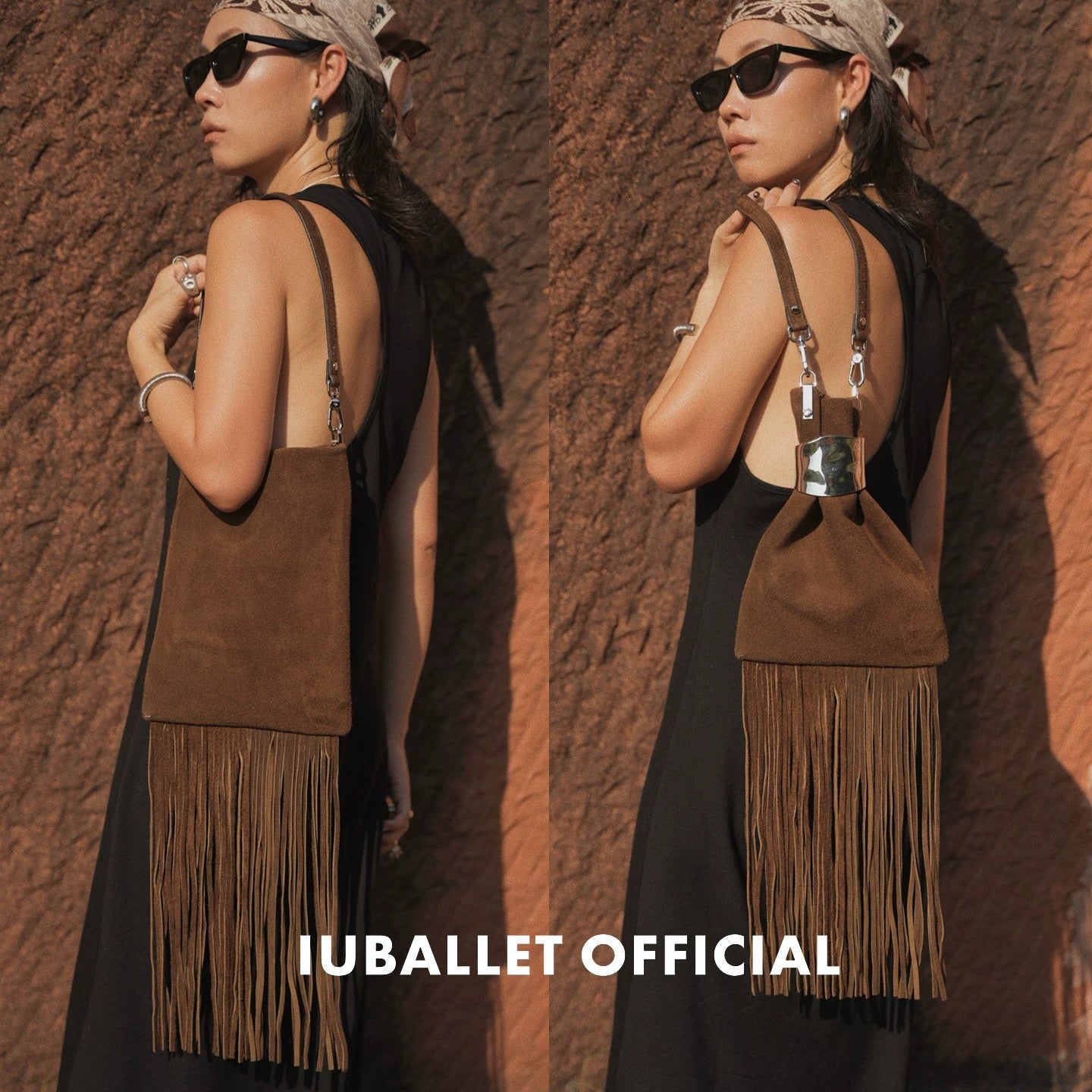 IUBALLET Cowhide Suede Fringe Shoulder Bag
