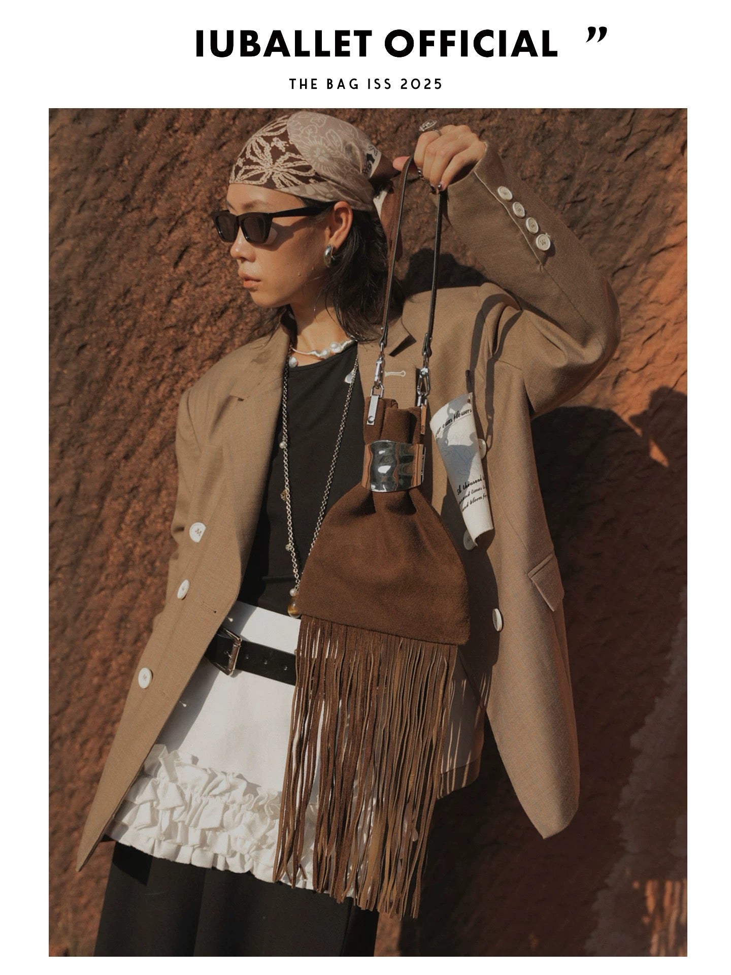 IUBALLET Cowhide Suede Fringe Shoulder Bag