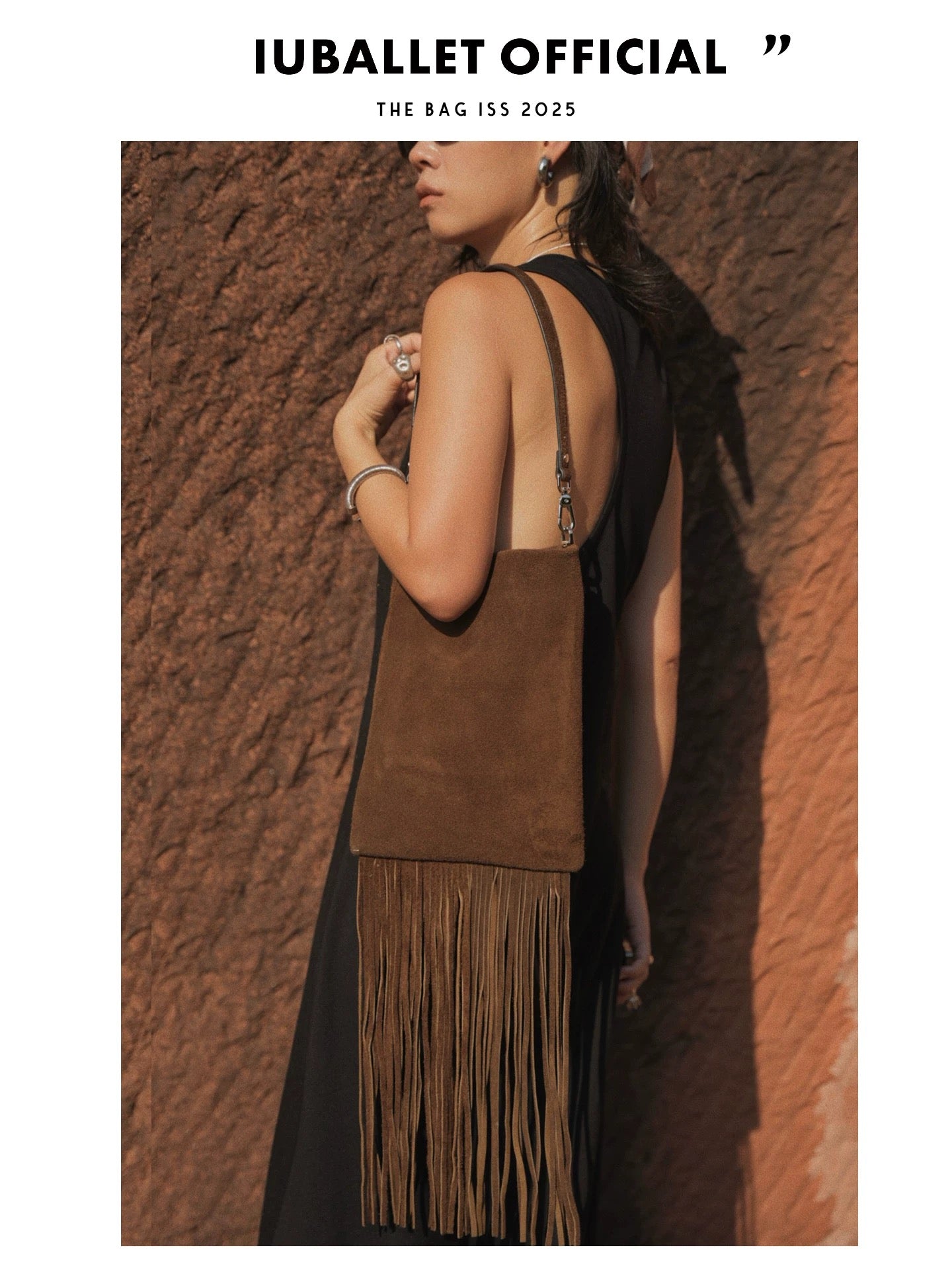 IUBALLET Cowhide Suede Fringe Shoulder Bag